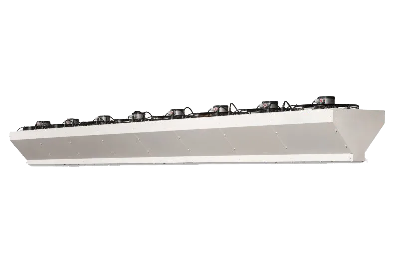 Rideau d'air modulaire grande longueur pour porte industrielle, jusqu'à 5 mètres d'un seul tenant